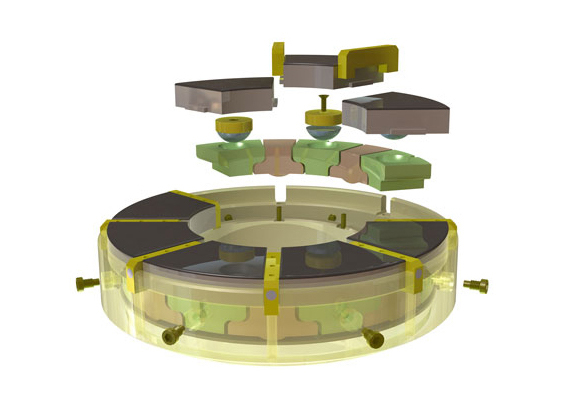 3D model of ball and socket tilt pad thrust bearing