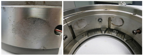 Pivot wear on bearing pad and shell